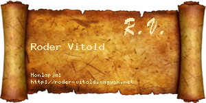 Roder Vitold névjegykártya